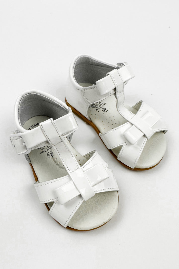 León Shoes X M&J "Gabriela" White Patent Leather Sandals (UK 2-8.5) | Millie and John