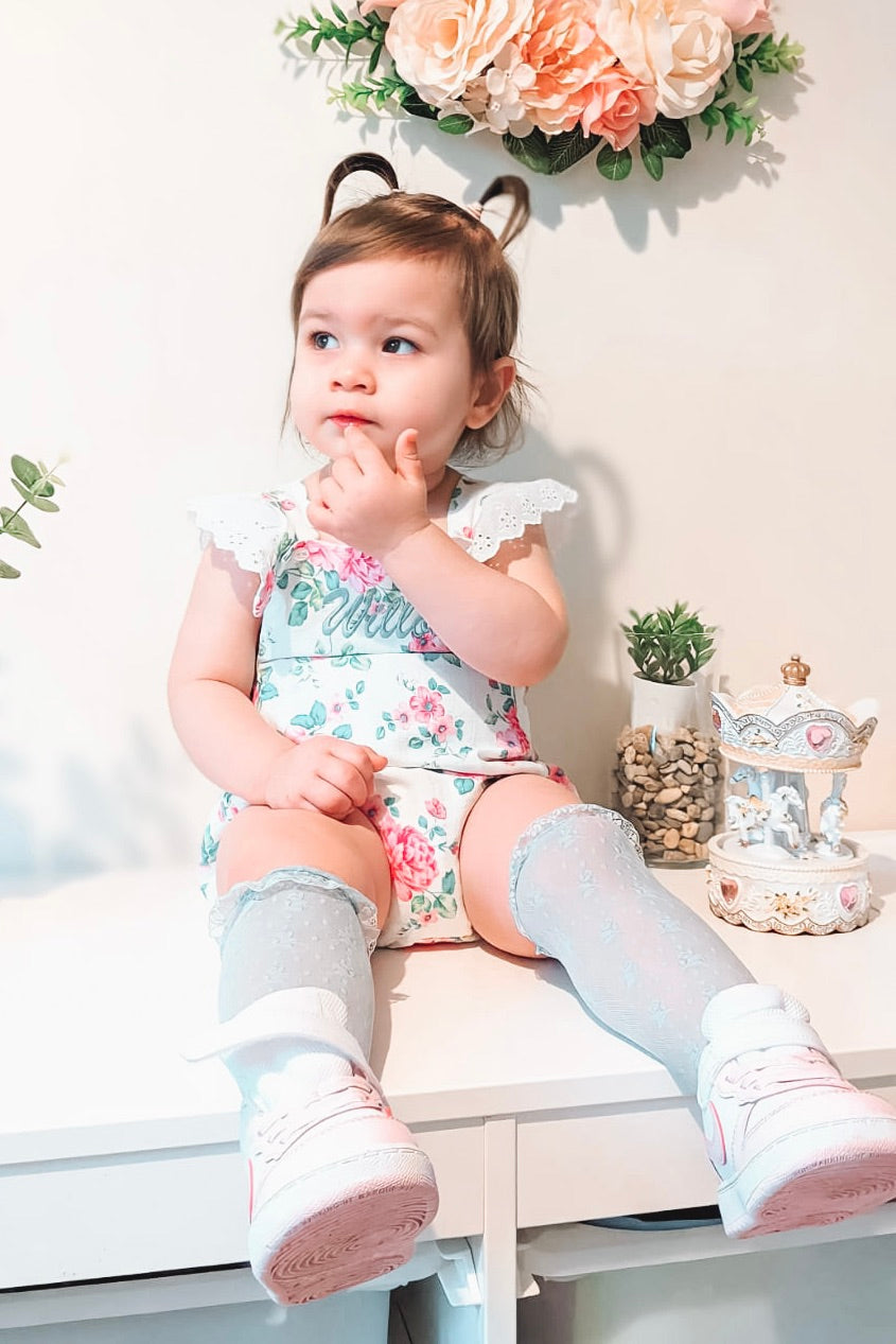Juliana "Pippa" Fuchsia Floral Dungaree Romper | Millie and John