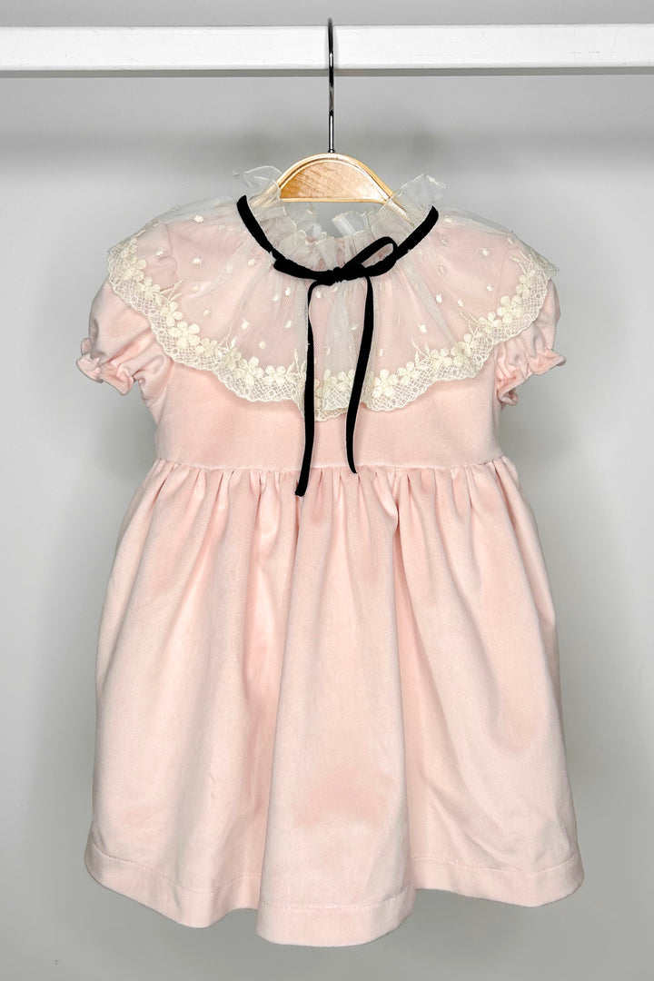 Fofettes "Emmeline" Pink Velvet Lace Dress | Millie and John