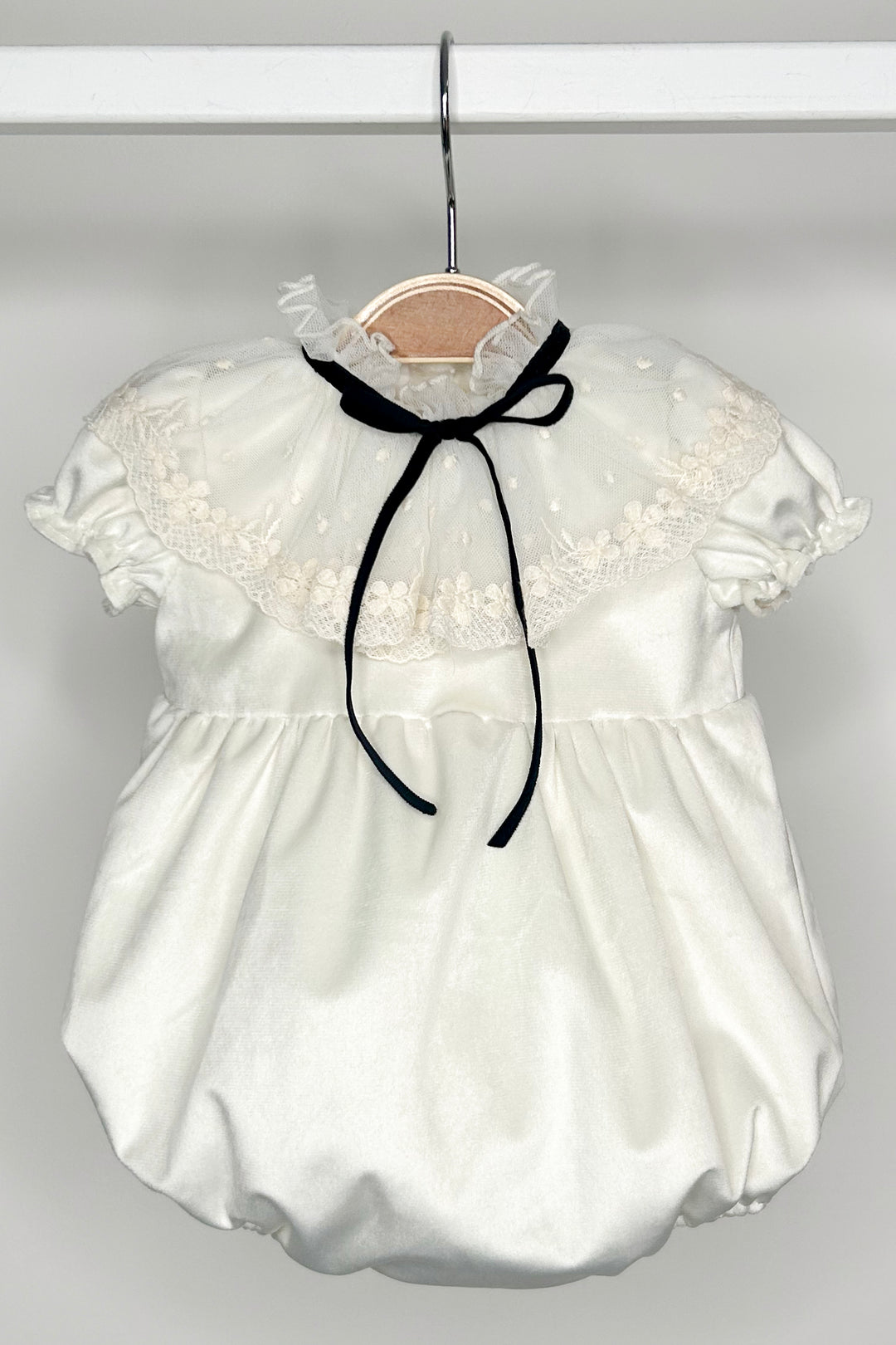 Fofettes "Vivienne" Ivory Velvet Lace Romper | Millie and John