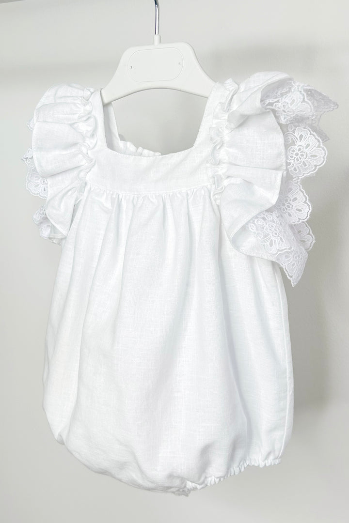Fofettes x Be Chic "Seraphina" White Lace Bow Romper | Millie and John