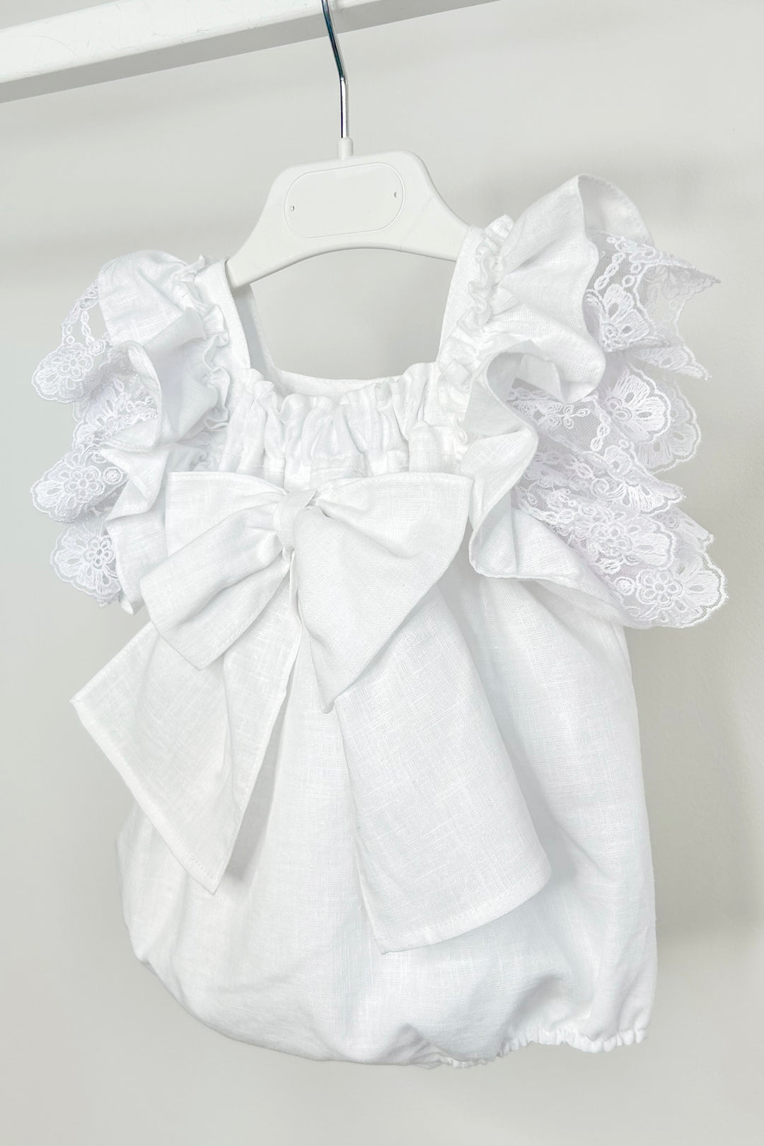 Fofettes x Be Chic "Seraphina" White Lace Bow Romper | Millie and John