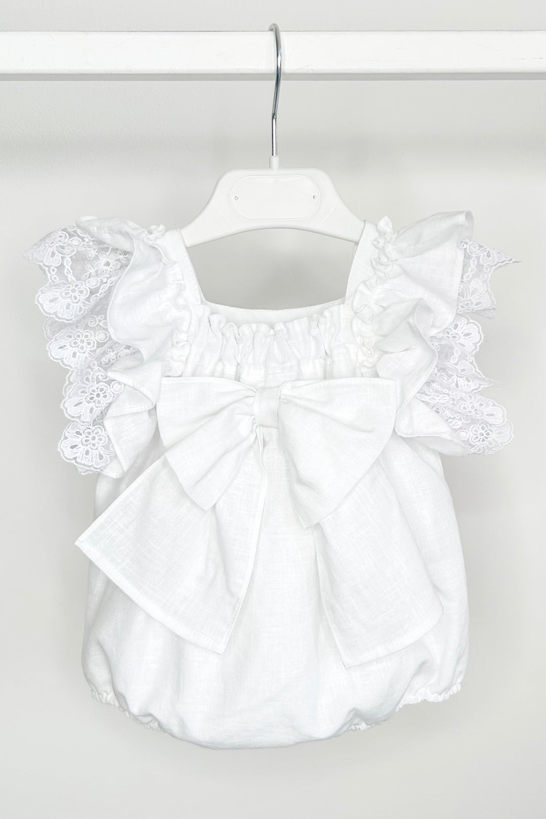 Fofettes x Be Chic "Seraphina" White Lace Bow Romper | Millie and John