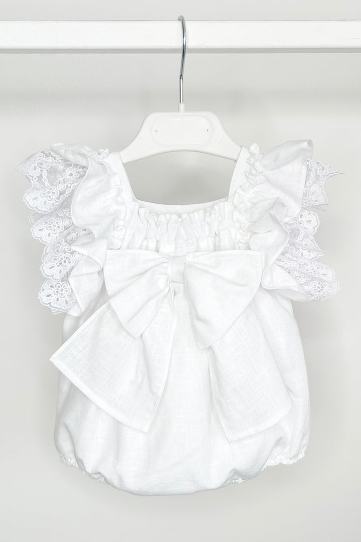 Fofettes x Be Chic "Seraphina" White Lace Bow Romper | Millie and John