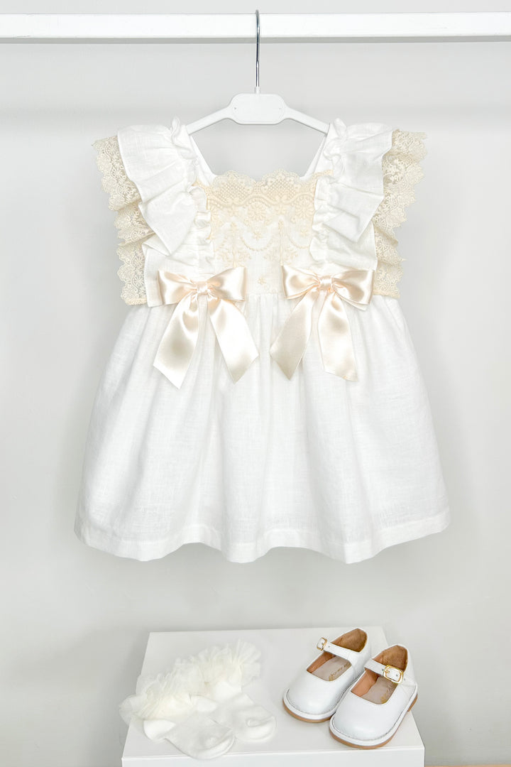 Fofettes x Be Chic "Cecilia" Ivory Lace Bow Dress | Millie and John