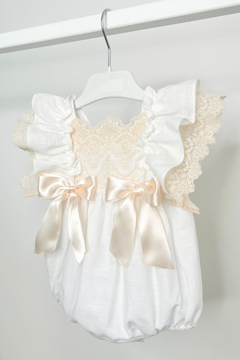 Fofettes x Be Chic "Evangeline" Ivory Lace Bow Romper | Millie and John