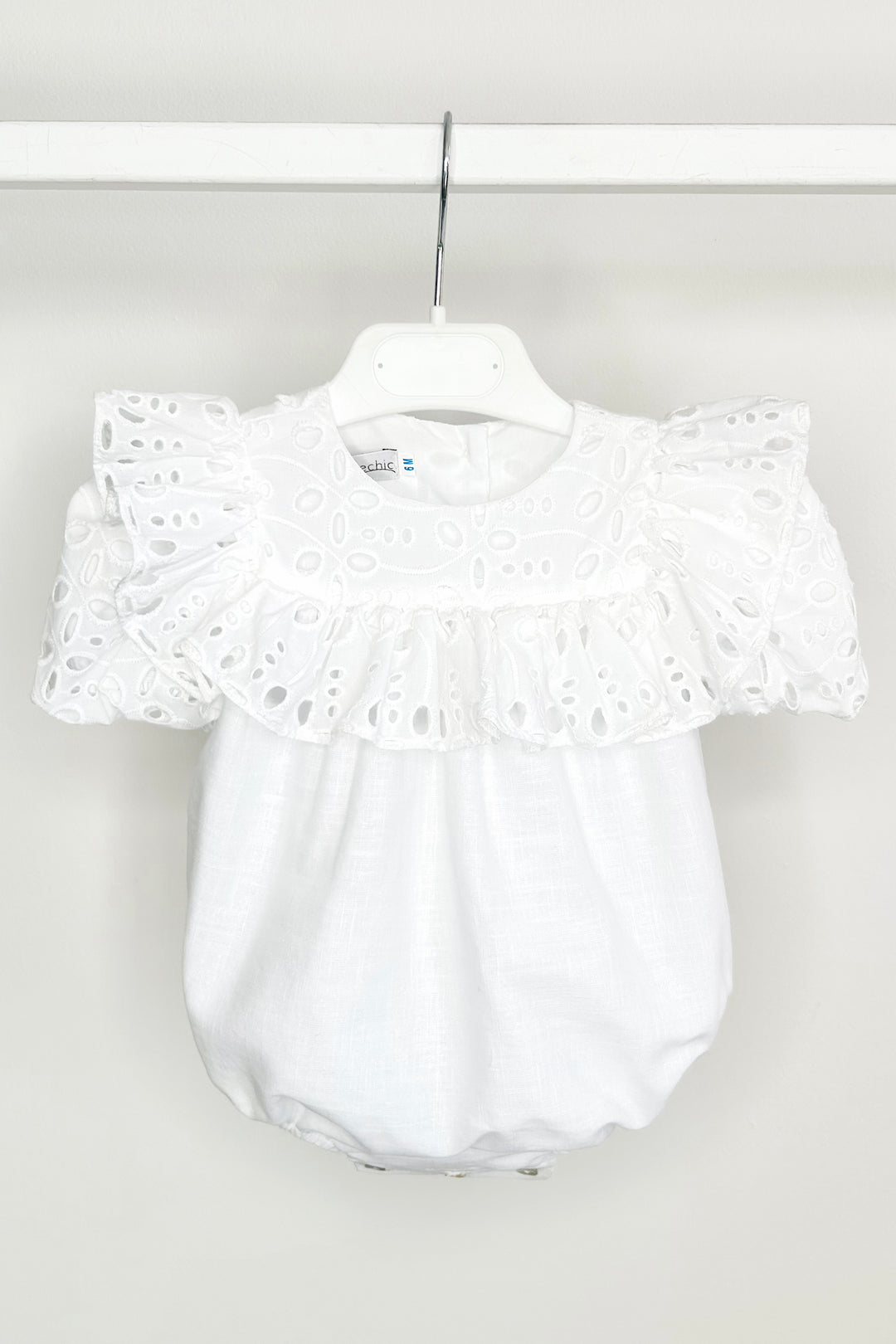 Fofettes x Be Chic "Liora" White Broderie Anglaise Romper | Millie and John