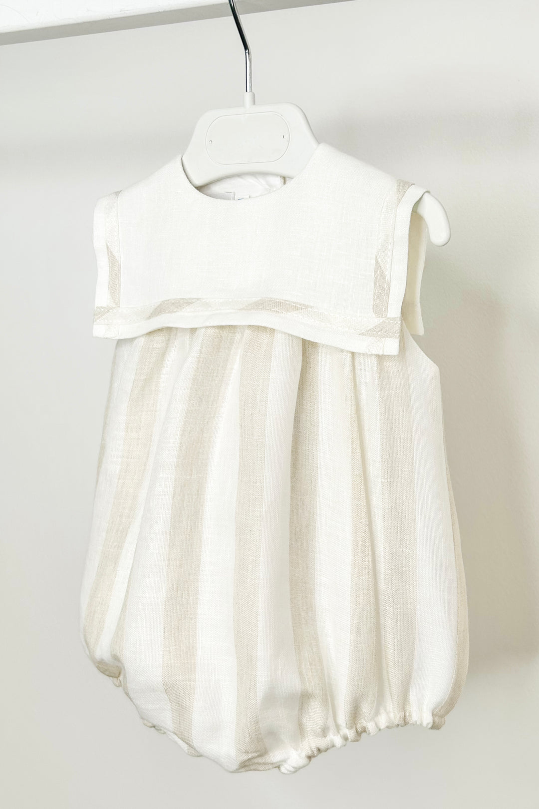 Fofettes x Be Chic "Miles" Ivory & Beige Striped Sailor Romper | Millie and John