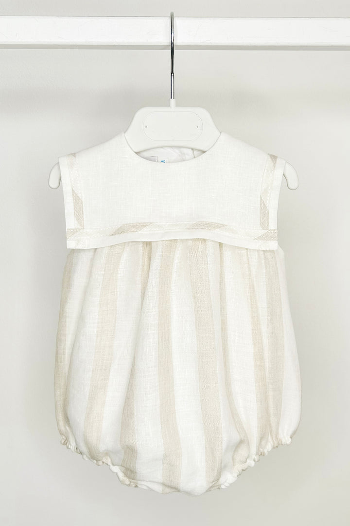 Fofettes x Be Chic "Miles" Ivory & Beige Striped Sailor Romper | Millie and John