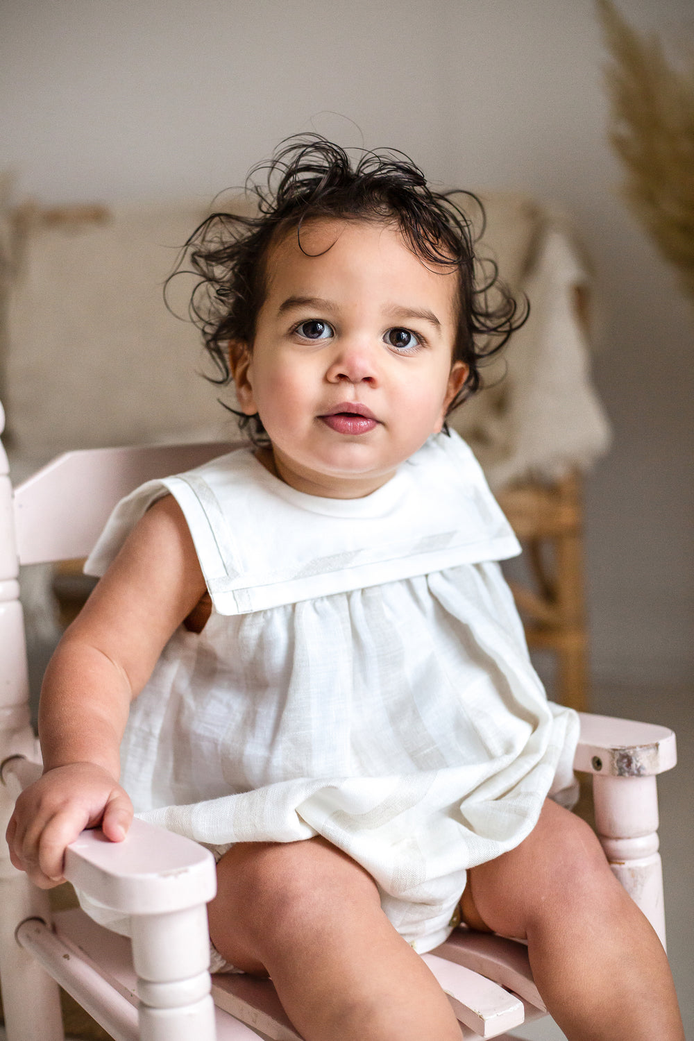 Fofettes x Be Chic "Miles" Ivory & Beige Striped Sailor Romper | Millie and John