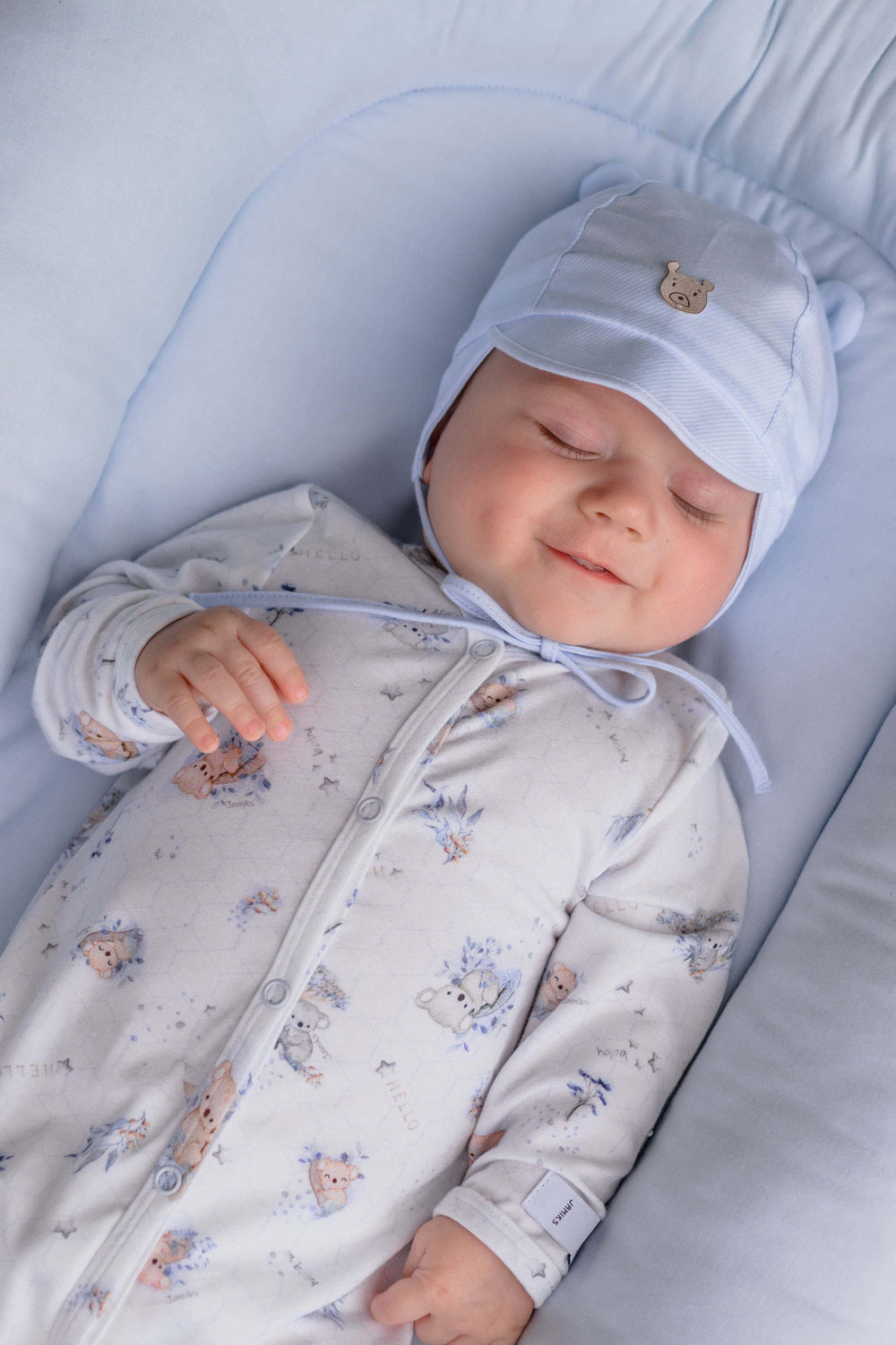 Jamiks "Freddy" Light Blue Organic Cotton Teddy Hat | Millie and John