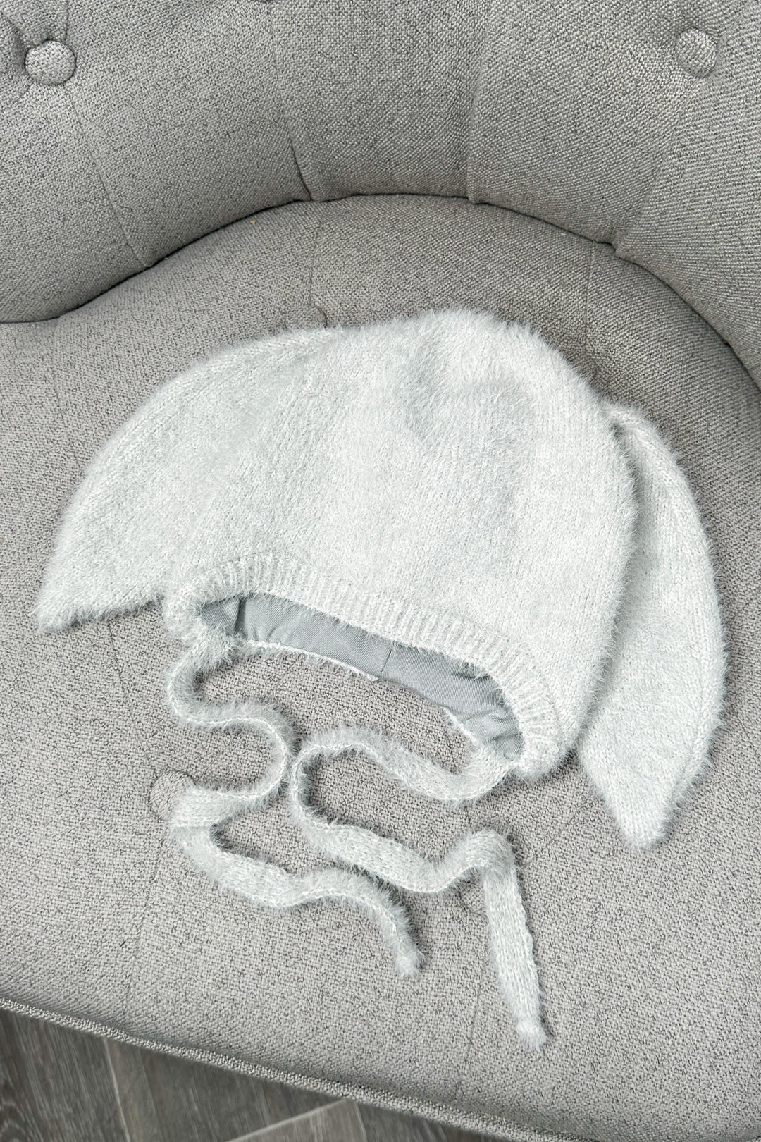 Fluffy Light Grey Bunny Ear Hat