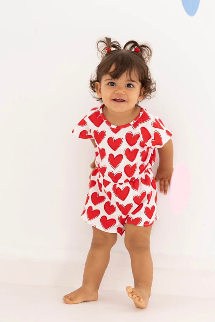 Agatha Ruíz de la Prada "Paris" Red Heart Print Playsuit | Millie and John