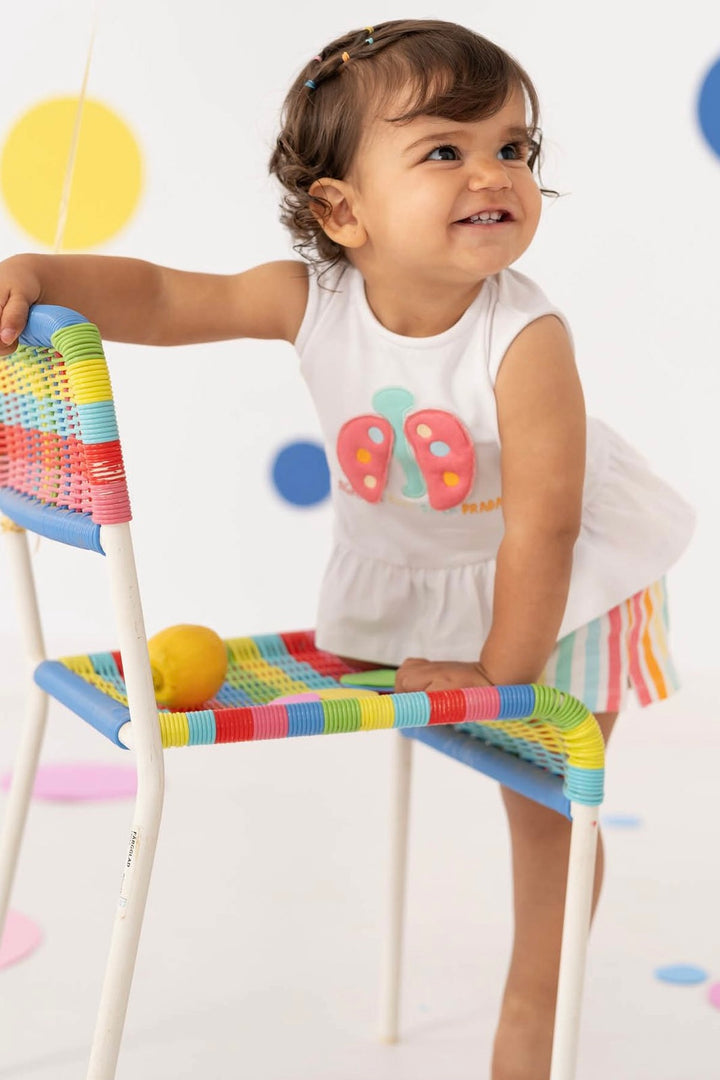 Agatha Ruíz de la Prada "Emaline" Multicoloured Blouse & Striped Shorts | Millie and John