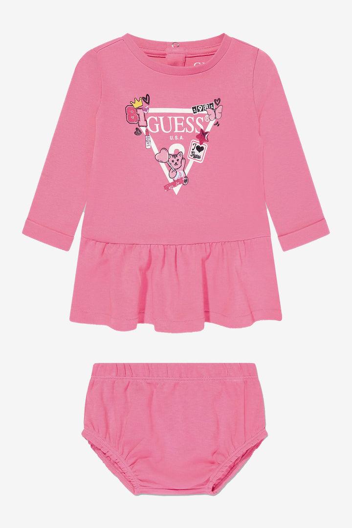GUESS® Kids "Chloe" Hot Pink Drop Waist Dress | Millie and John