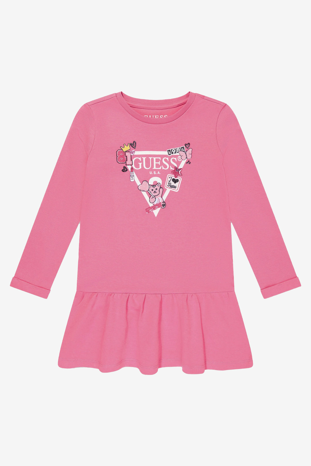 GUESS® Kids "Chloe" Hot Pink Drop Waist Dress | Millie and John