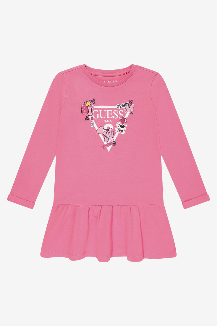 GUESS® Kids "Chloe" Hot Pink Drop Waist Dress | Millie and John