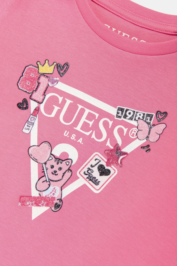 GUESS® Kids "Chloe" Hot Pink Drop Waist Dress | Millie and John