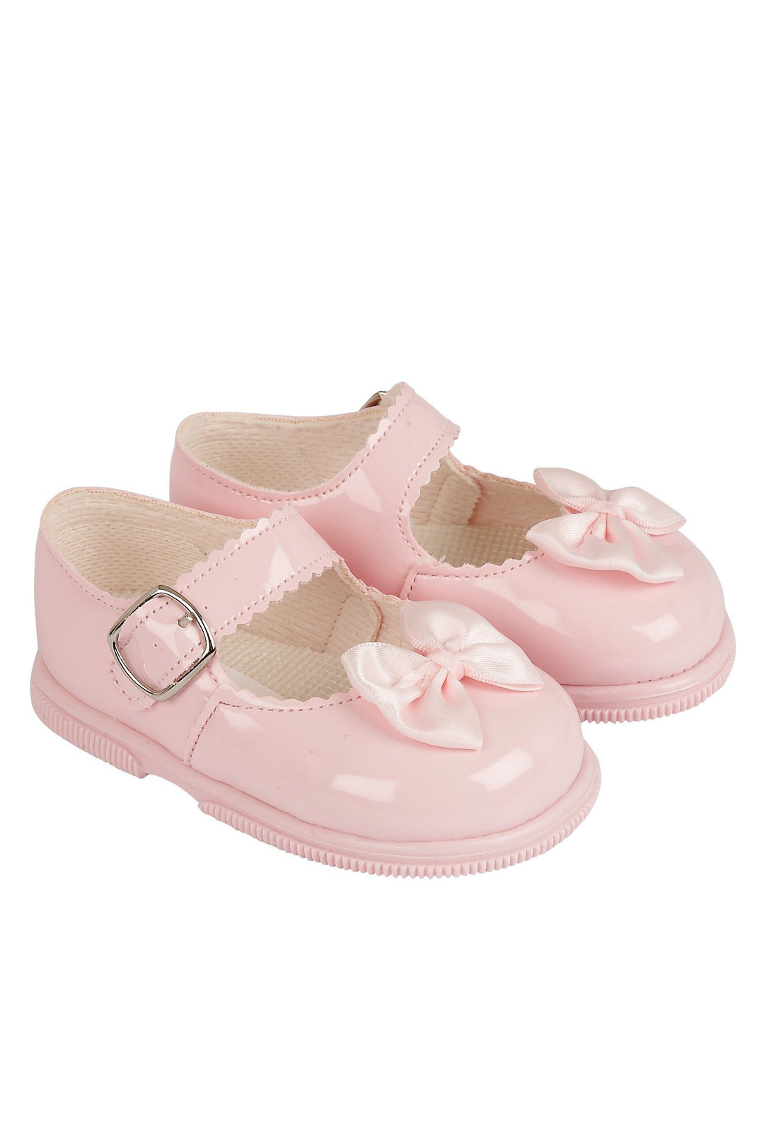 Pink Patent Hard Sole Bow Shoes