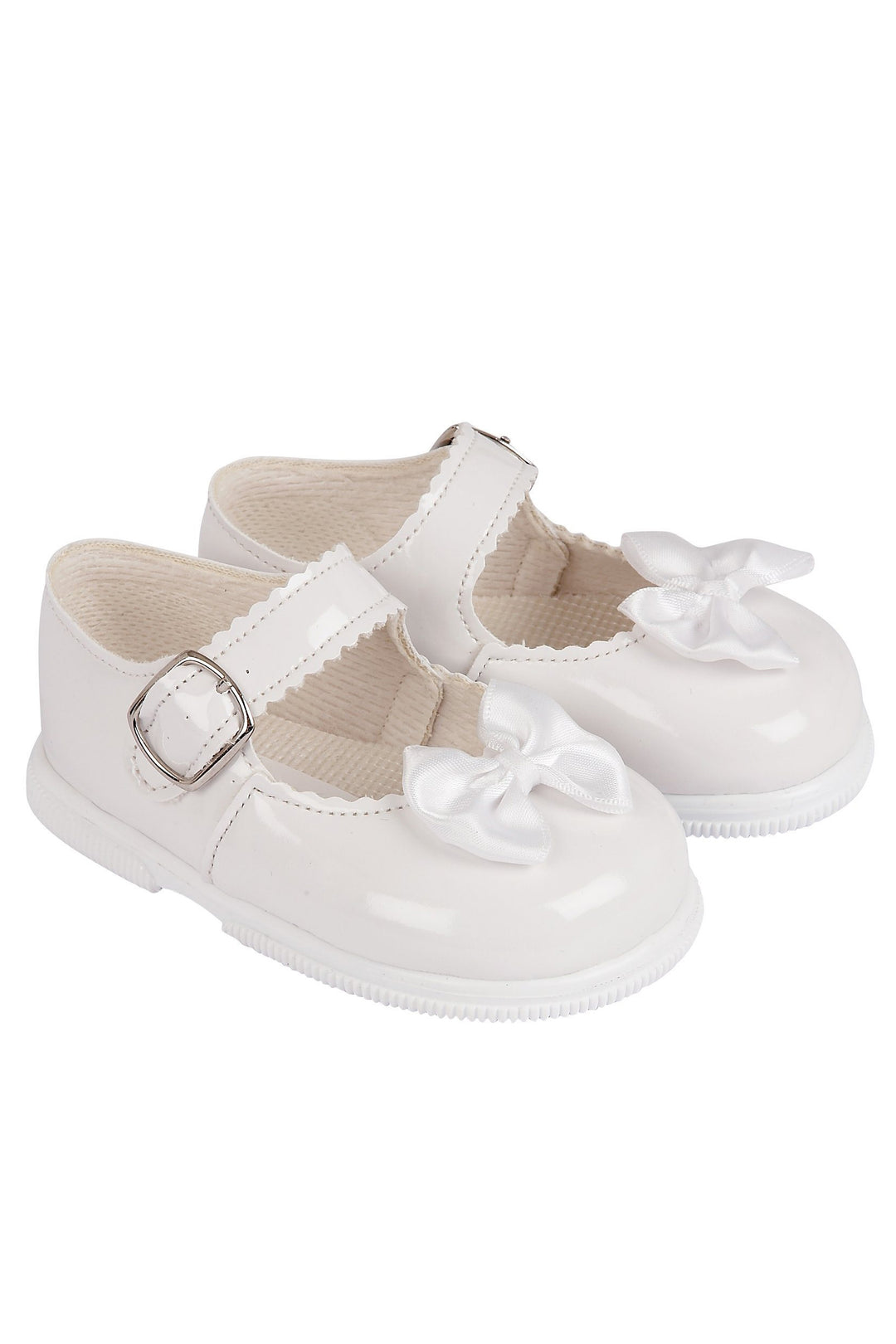 Baypods White Patent Hard Sole Bow Shoes | Millie and John