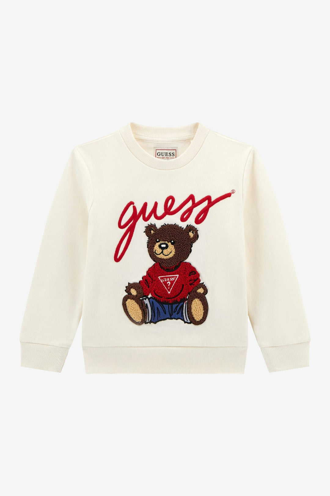 GUESS® Kids "Frankie" Ivory Teddy Bear Sweatshirt | Millie and John