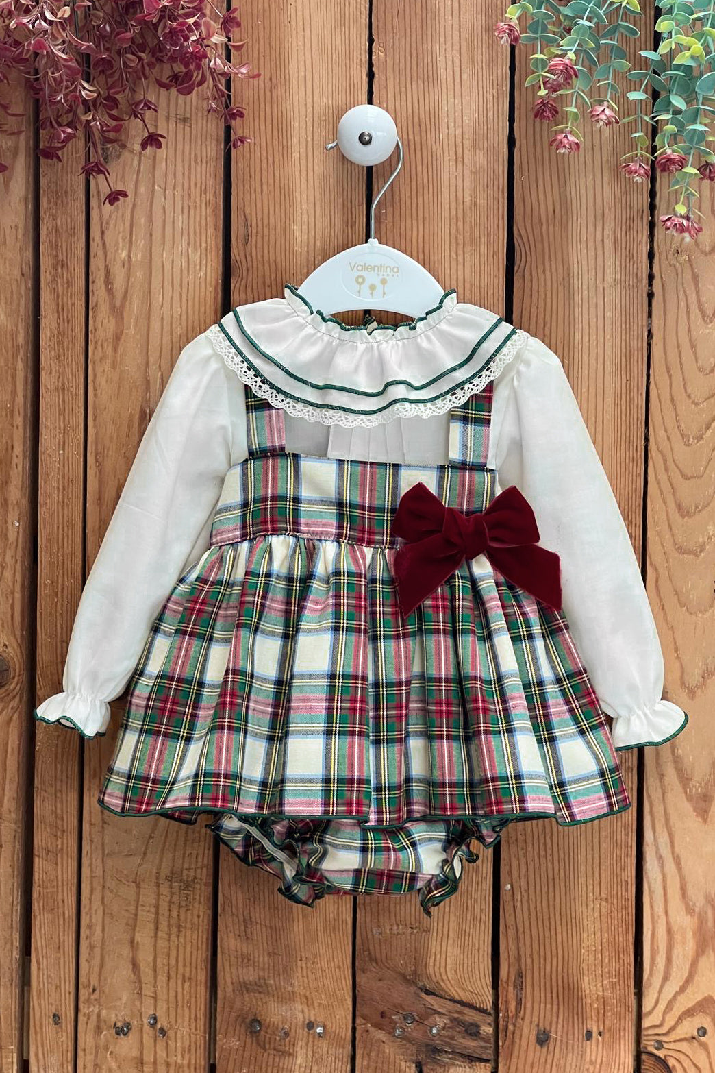 "Ada" Forest Green Tartan 3-Piece Dress Set