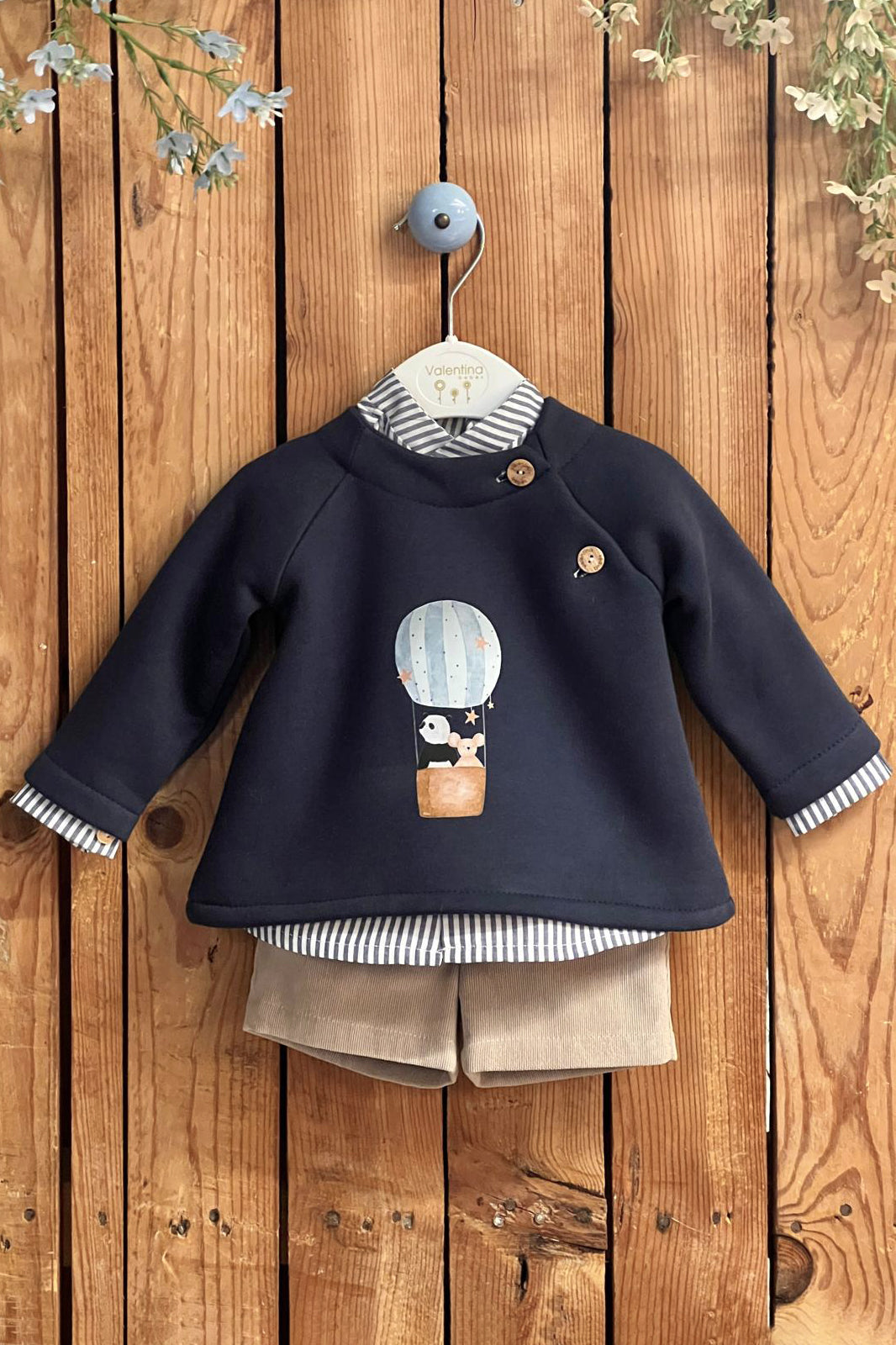 "Levi" Navy Sweatshirt, Striped Shirt & Shorts