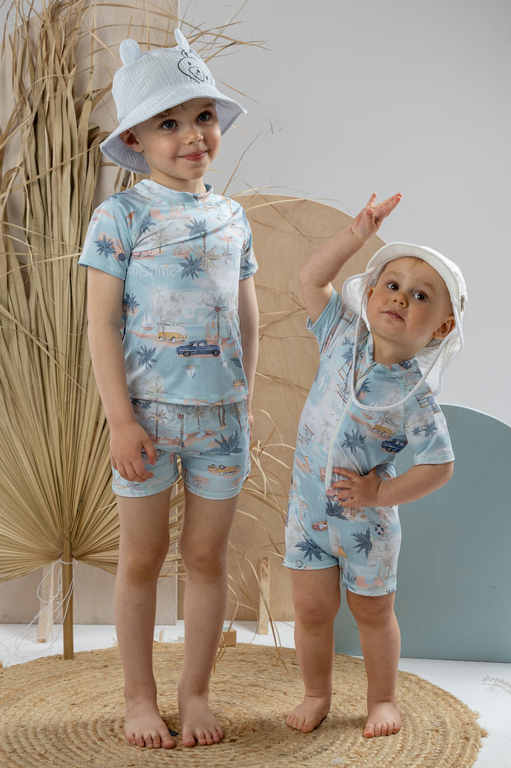 Jamiks "Hawkins" Mint Beach Print Swimsuit | Millie and John