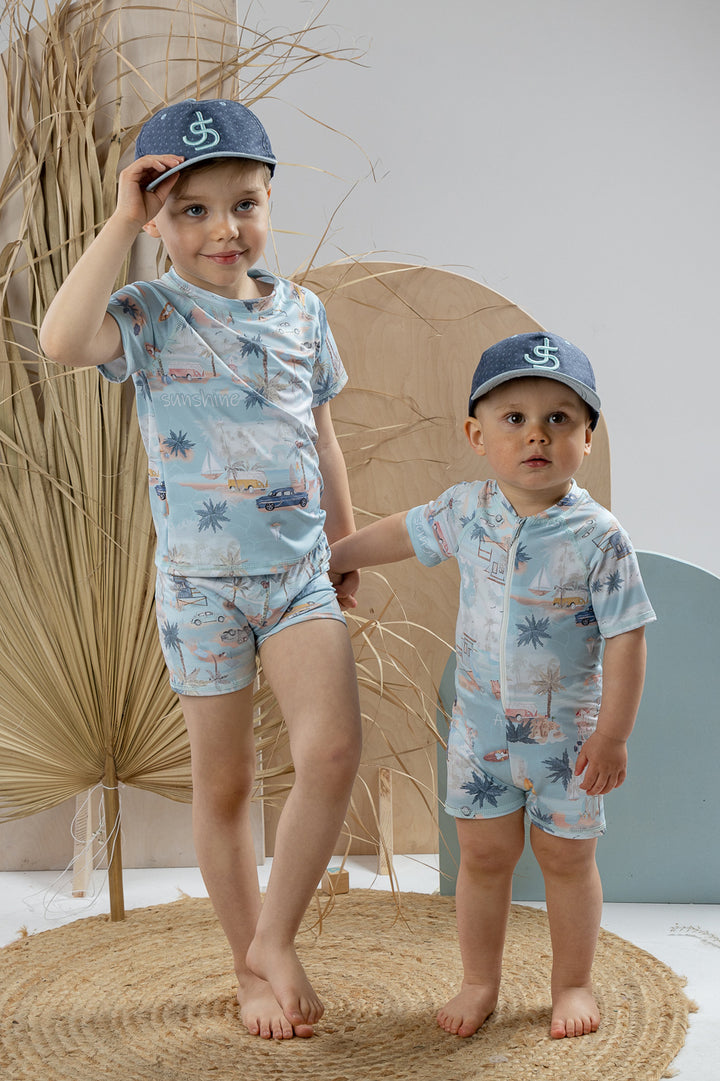 Jamiks "Hawkins" Mint Beach Print Swimsuit | Millie and John