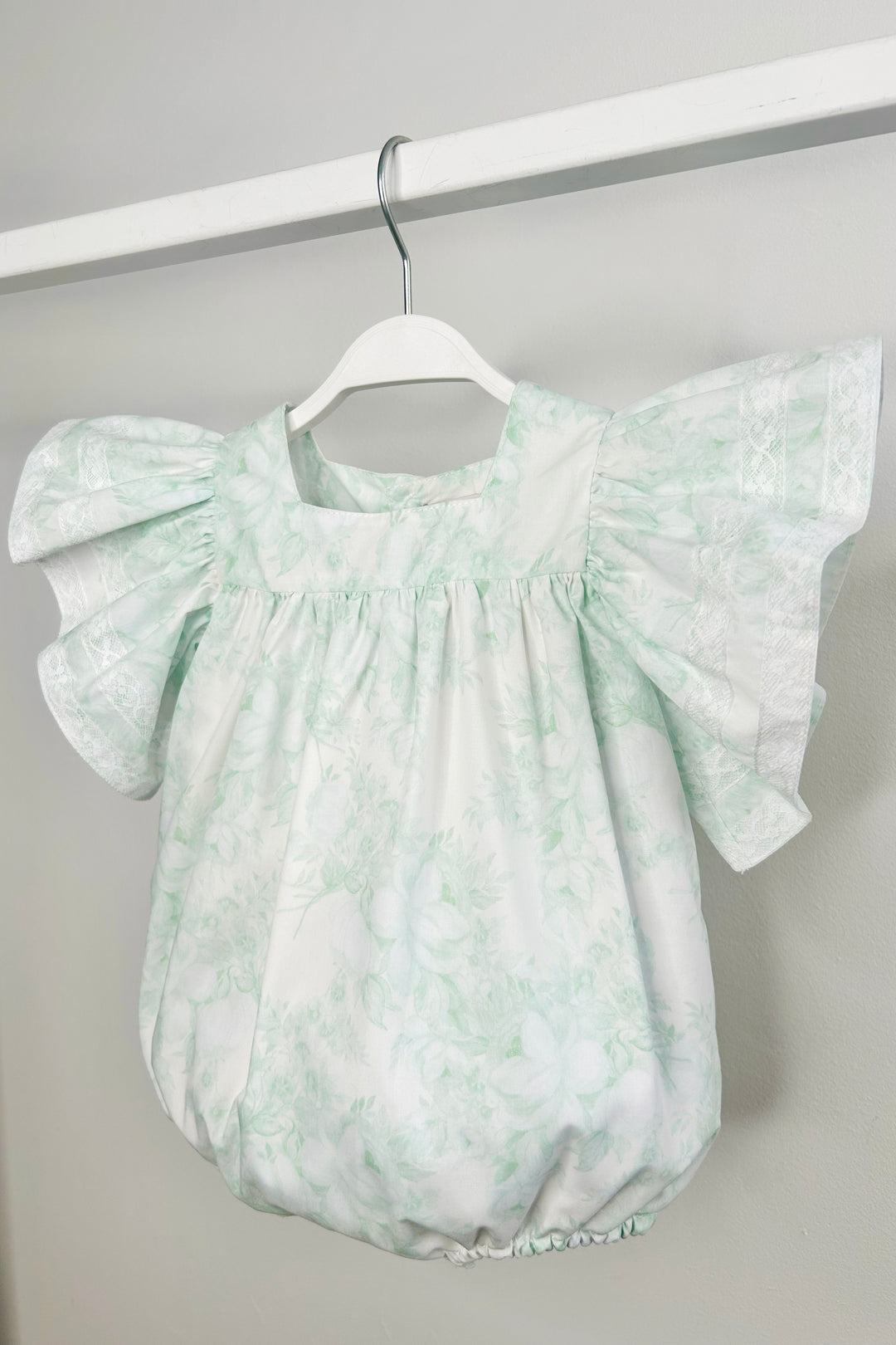 Puro Mimo "Alana" Mint Green Floral Butterfly Sleeve Romper | Millie and John