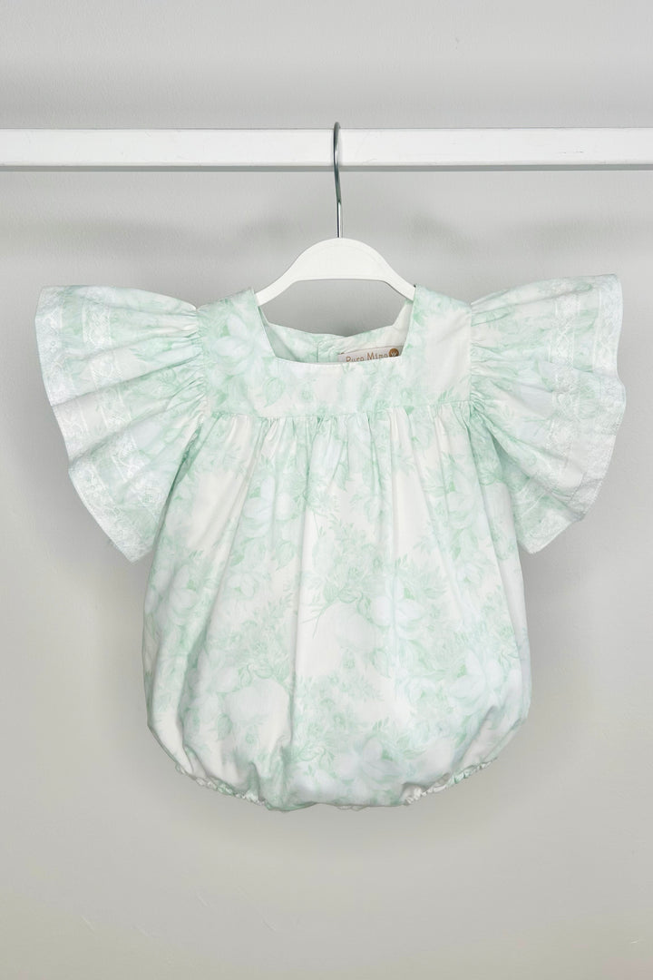 Puro Mimo "Alana" Mint Green Floral Butterfly Sleeve Romper | Millie and John