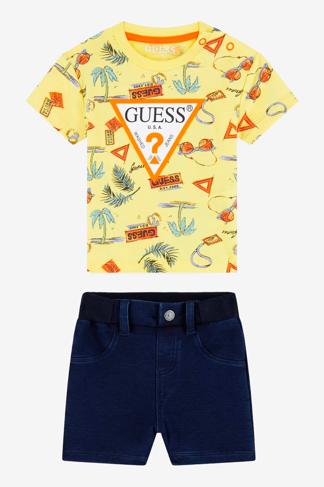 GUESS® Kids "Jesse" Yellow Summer Print T-Shirt & Shorts | Millie and John