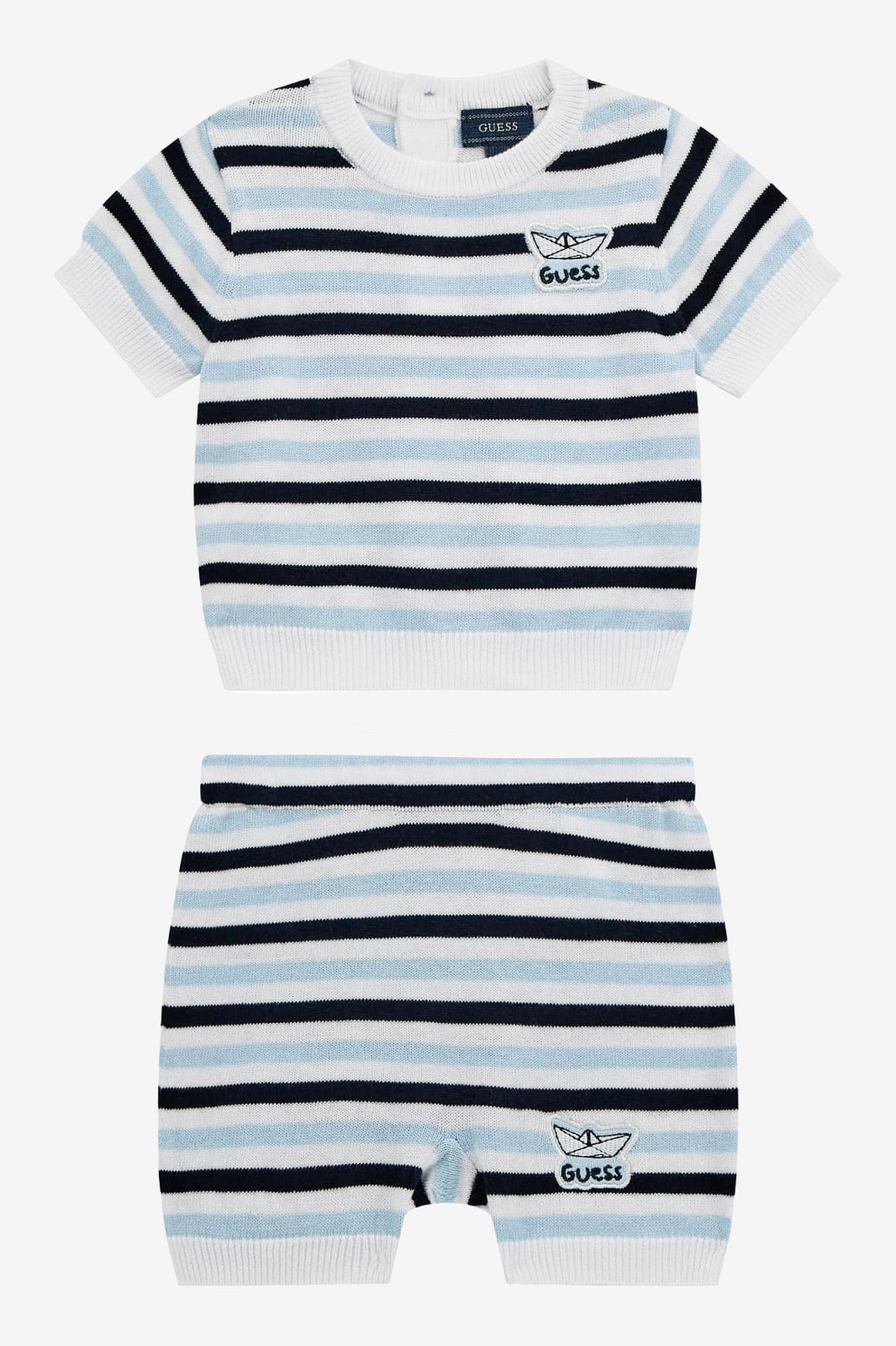 GUESS® Kids Blue, Navy & White Striped Knitted Top & Shorts | Millie and John