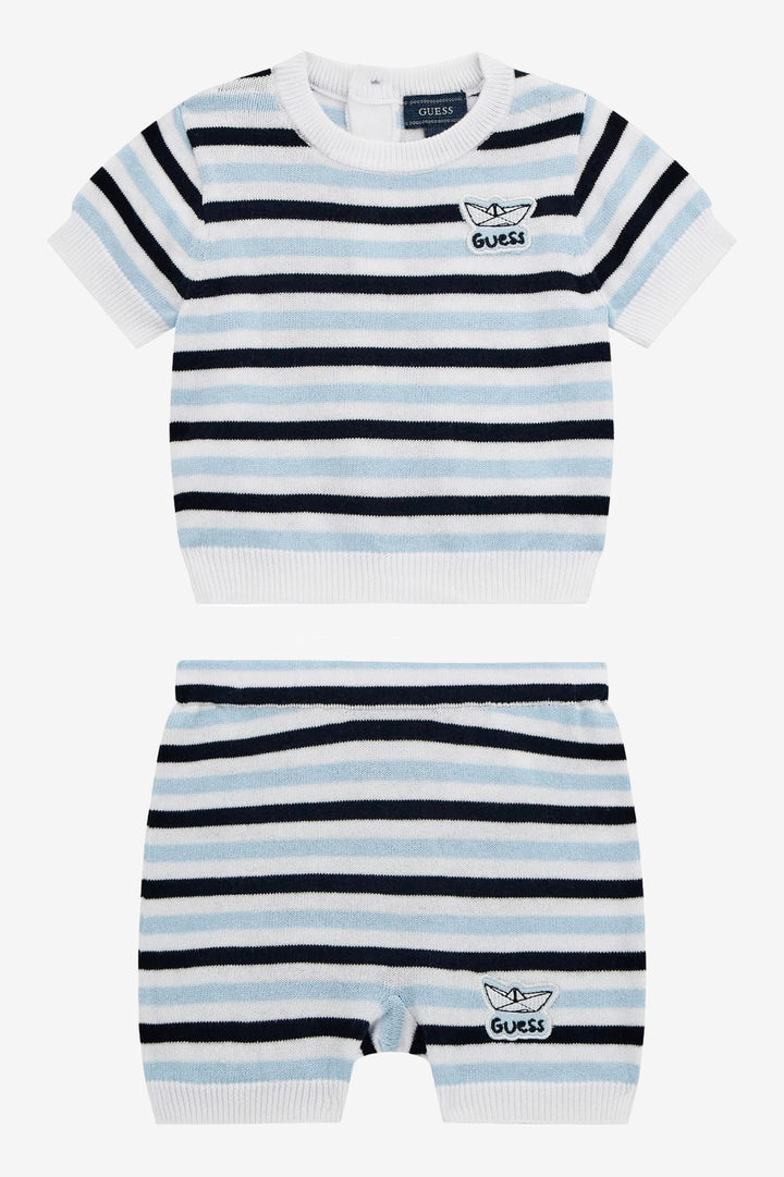 GUESS® Kids Blue, Navy & White Striped Knitted Top & Shorts | Millie and John