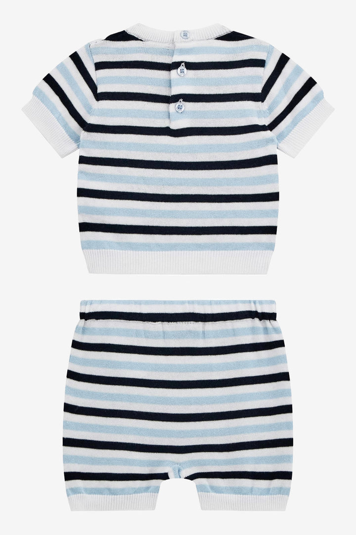 GUESS® Kids Blue, Navy & White Striped Knitted Top & Shorts | Millie and John