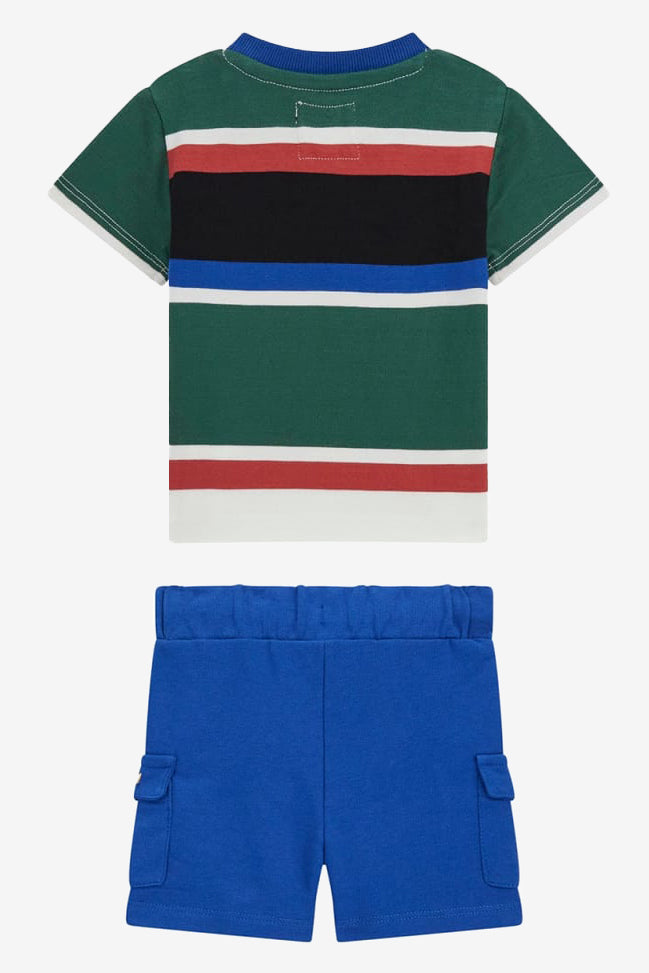 GUESS® Kids "Archie" Blue & Green Striped T-Shirt & Shorts | Millie and John