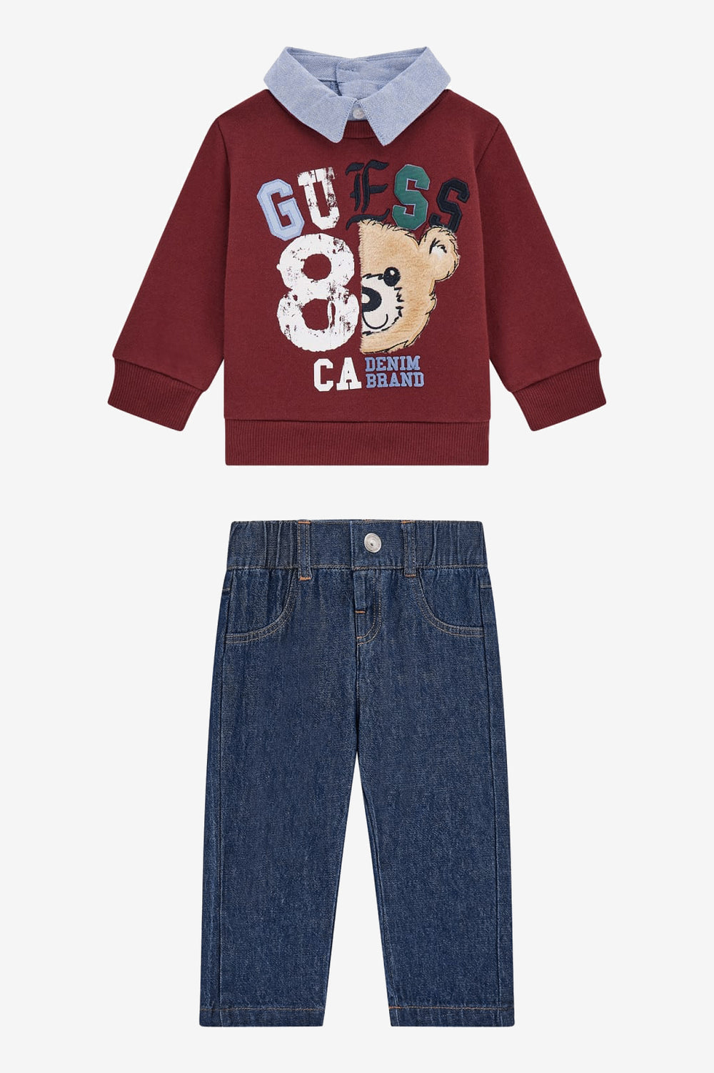 GUESS® Kids "Archie" Burgundy Varsity Sweatshirt & Trousers | Millie and John
