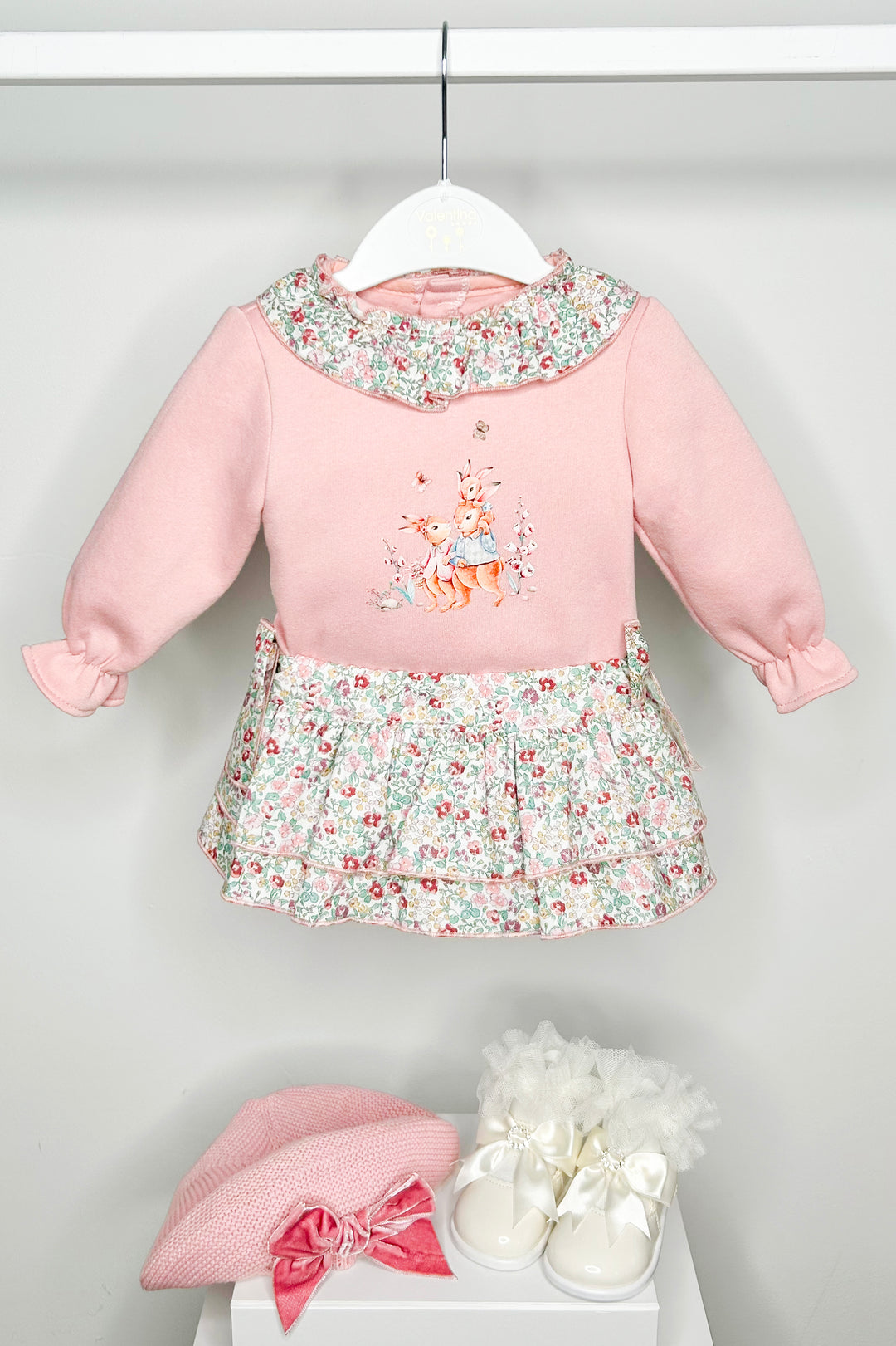 Valentina Bebes "Lucille" Dusky Pink Sweatshirt & Floral Skort | Millie and John