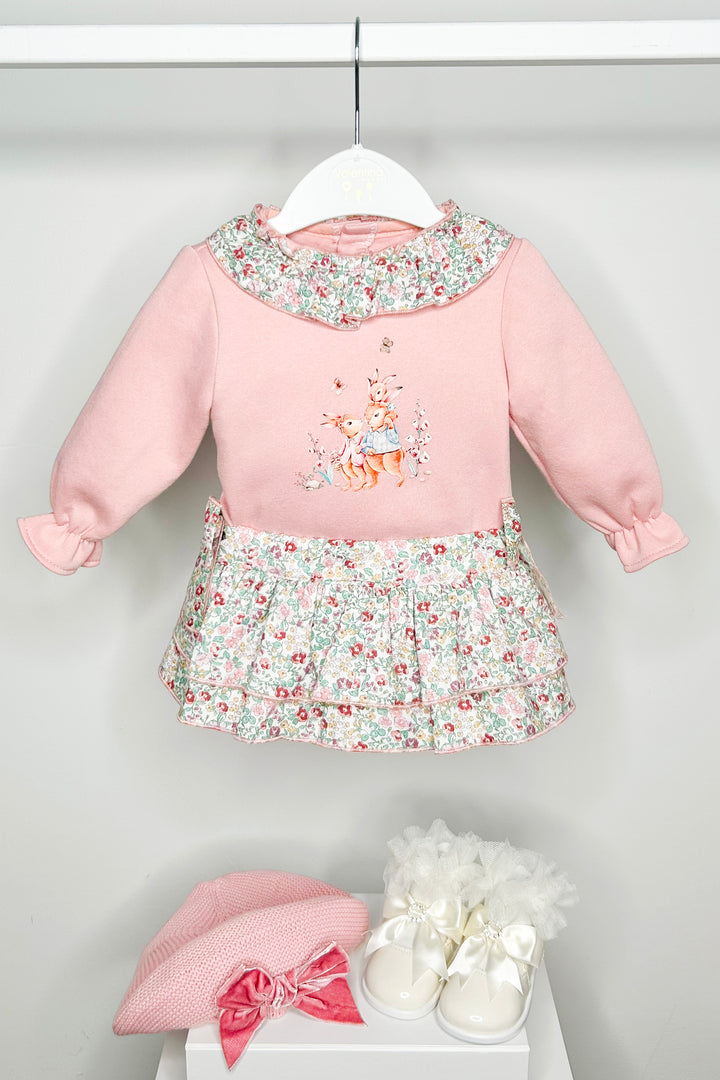Valentina Bebes "Lucille" Dusky Pink Sweatshirt & Floral Skort | Millie and John