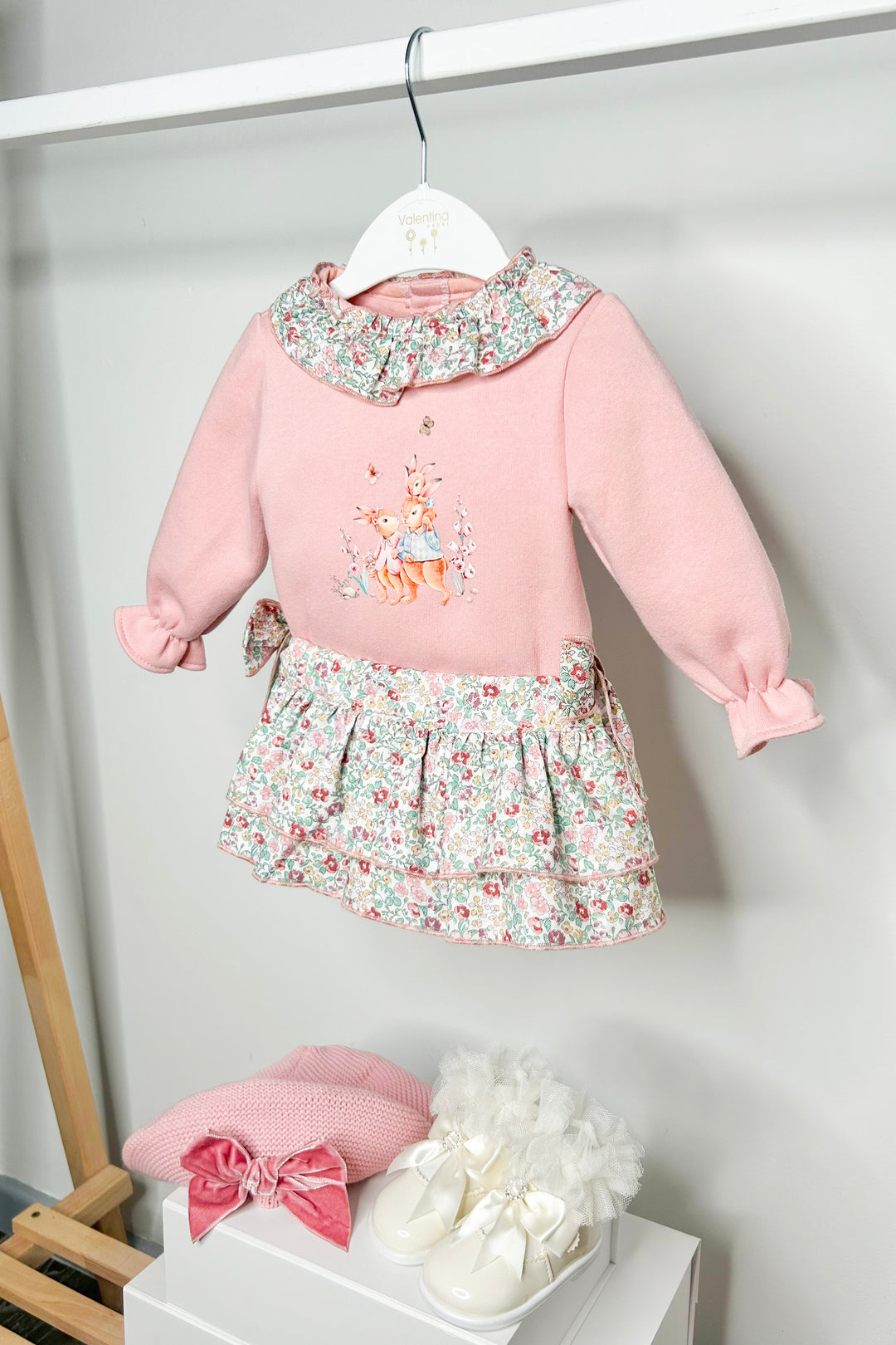 Valentina Bebes "Lucille" Dusky Pink Sweatshirt & Floral Skort | Millie and John