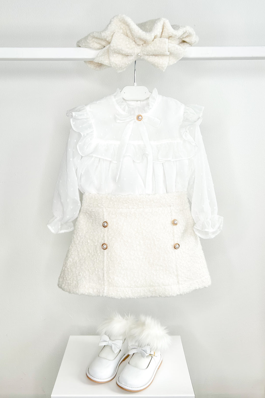 Puro Mimo "Blaire" Blouse & Ivory Bouclé Skirt | Millie and John