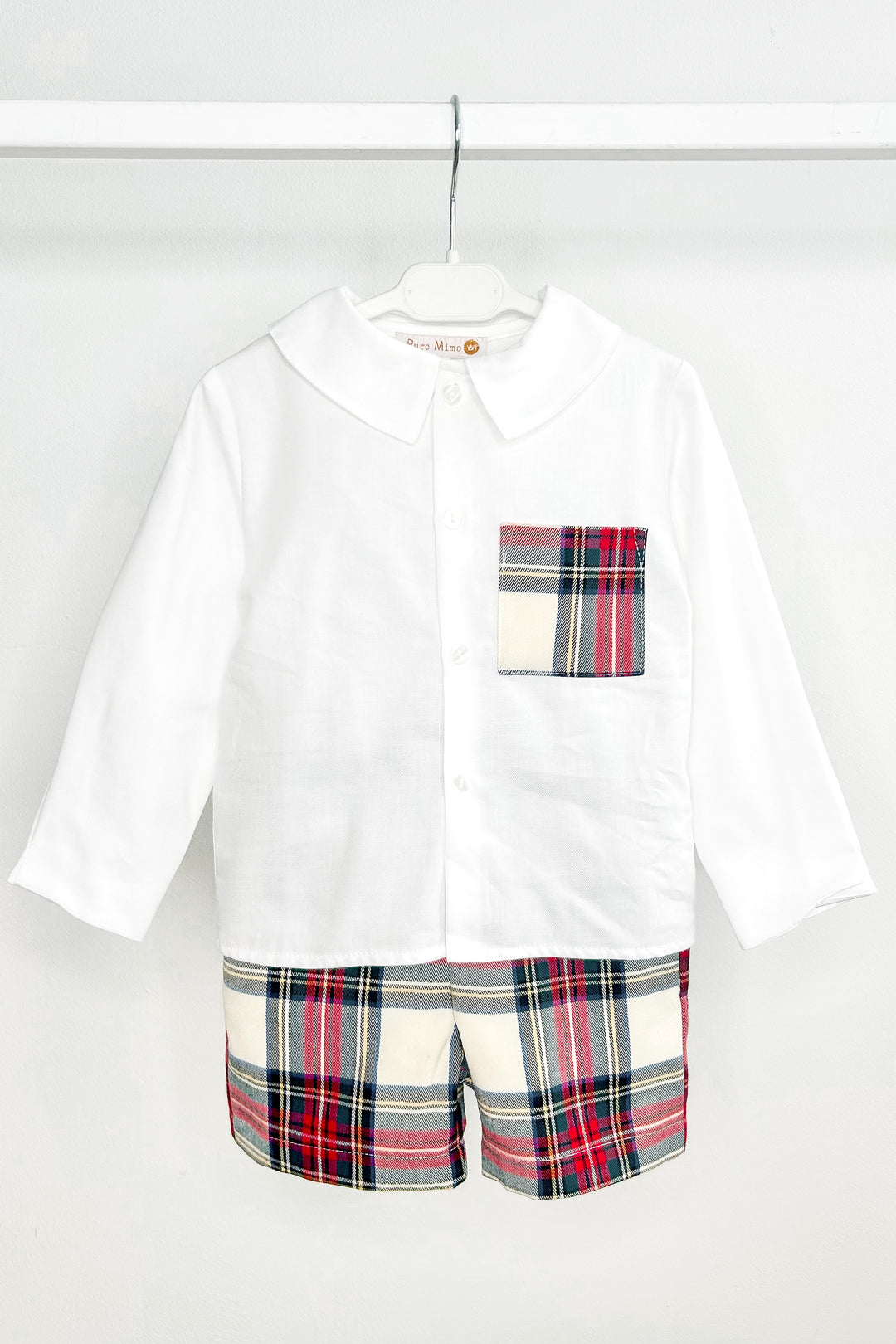 Puro Mimo "Luca" Red & Ivory Tartan Shirt & Shorts | Millie and John