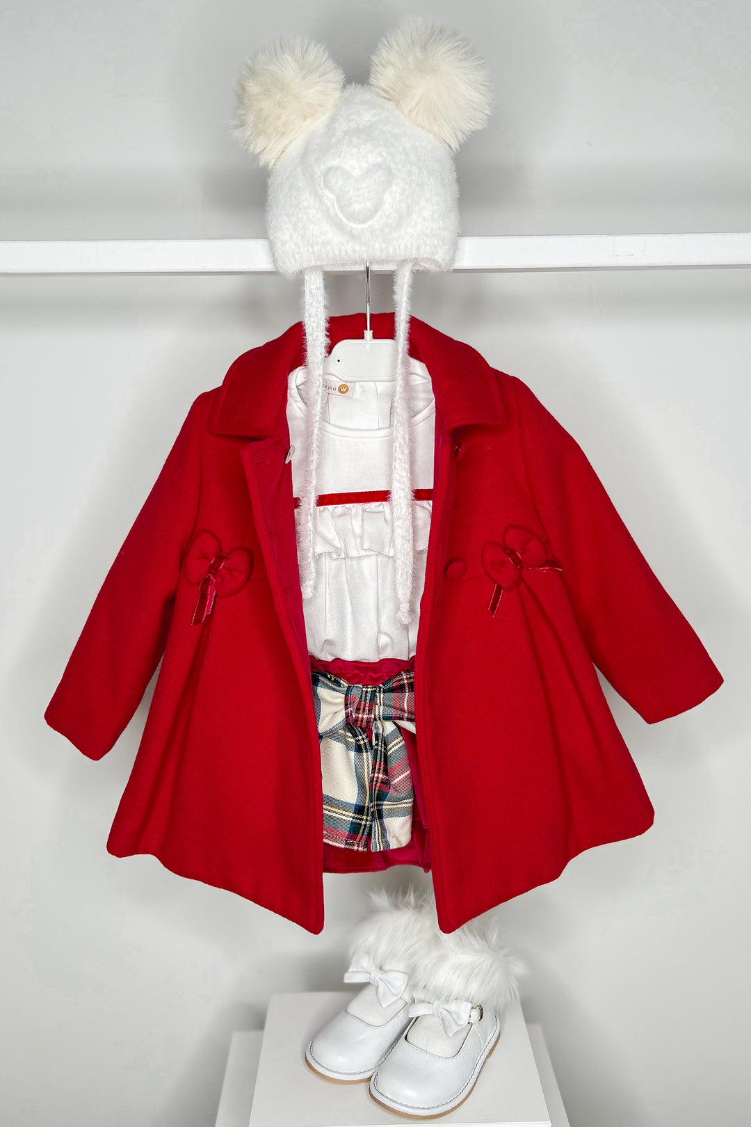 Puro Mimo "Genevieve" Red Velvet Tartan Blouse & Skort | Millie and John