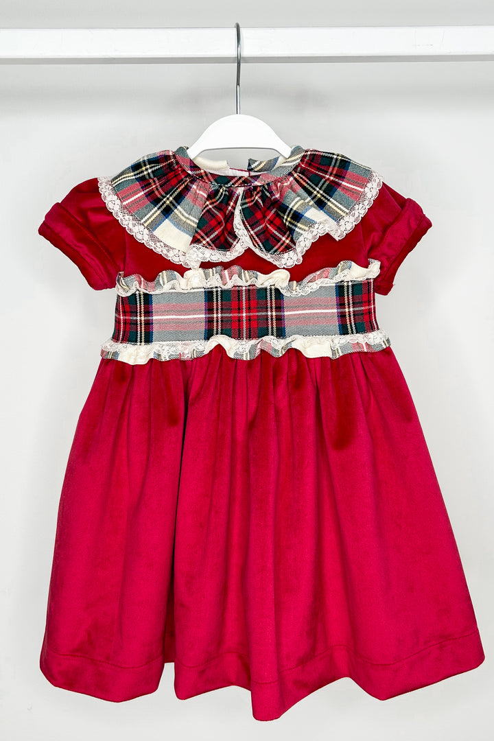 Puro Mimo "Clementine" Red Velvet Tartan Dress | Millie and John