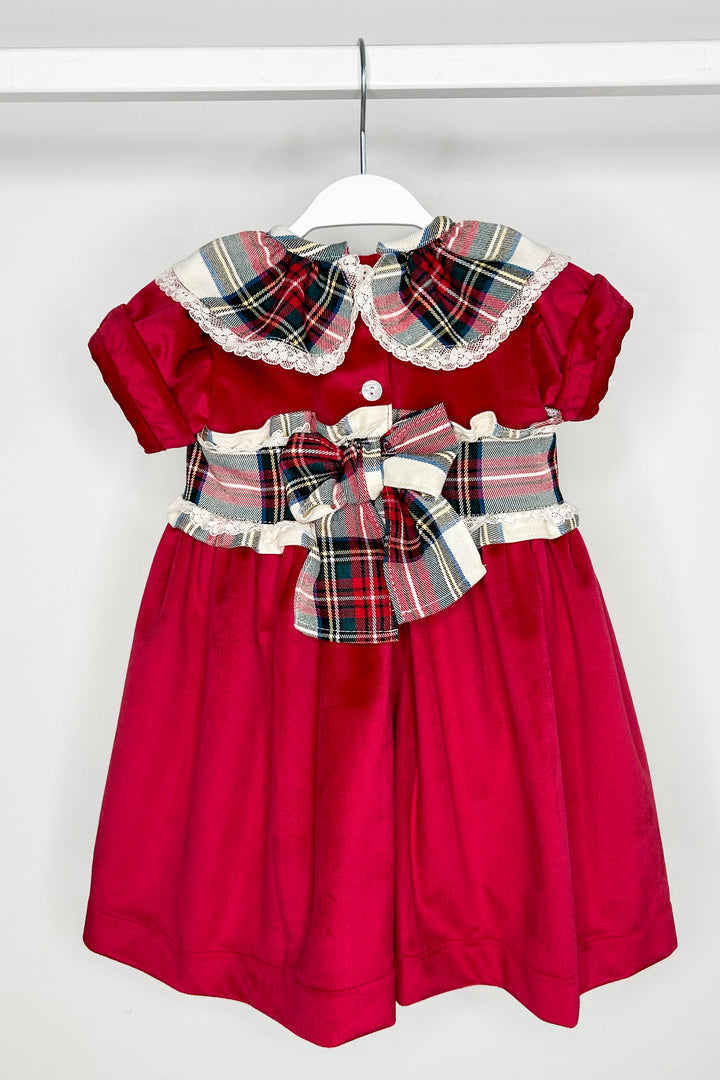 Puro Mimo "Clementine" Red Velvet Tartan Dress | Millie and John