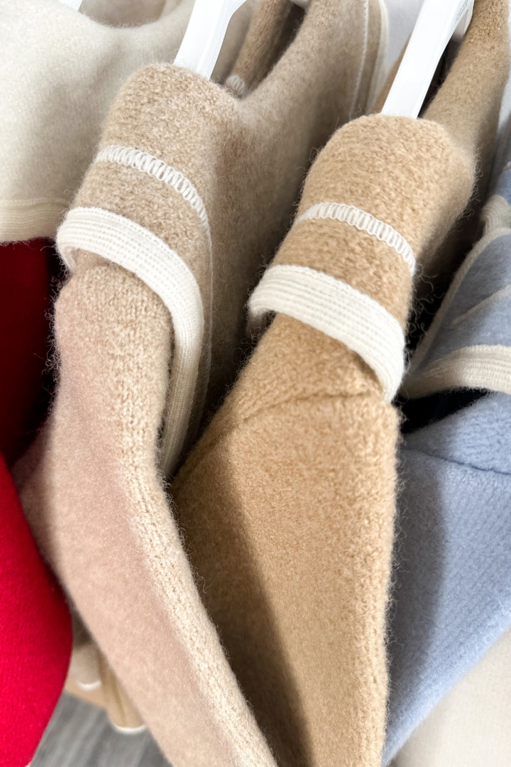 MARAE Kids "Artemis" Camel & Ivory Merino Wool Sailor Jacket | Millie and John