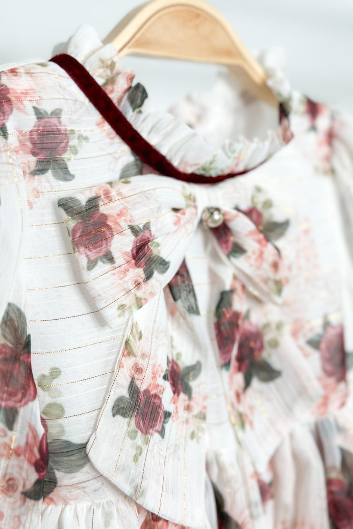 Fofettes "Milana" Burgundy Floral Dress | Millie and John