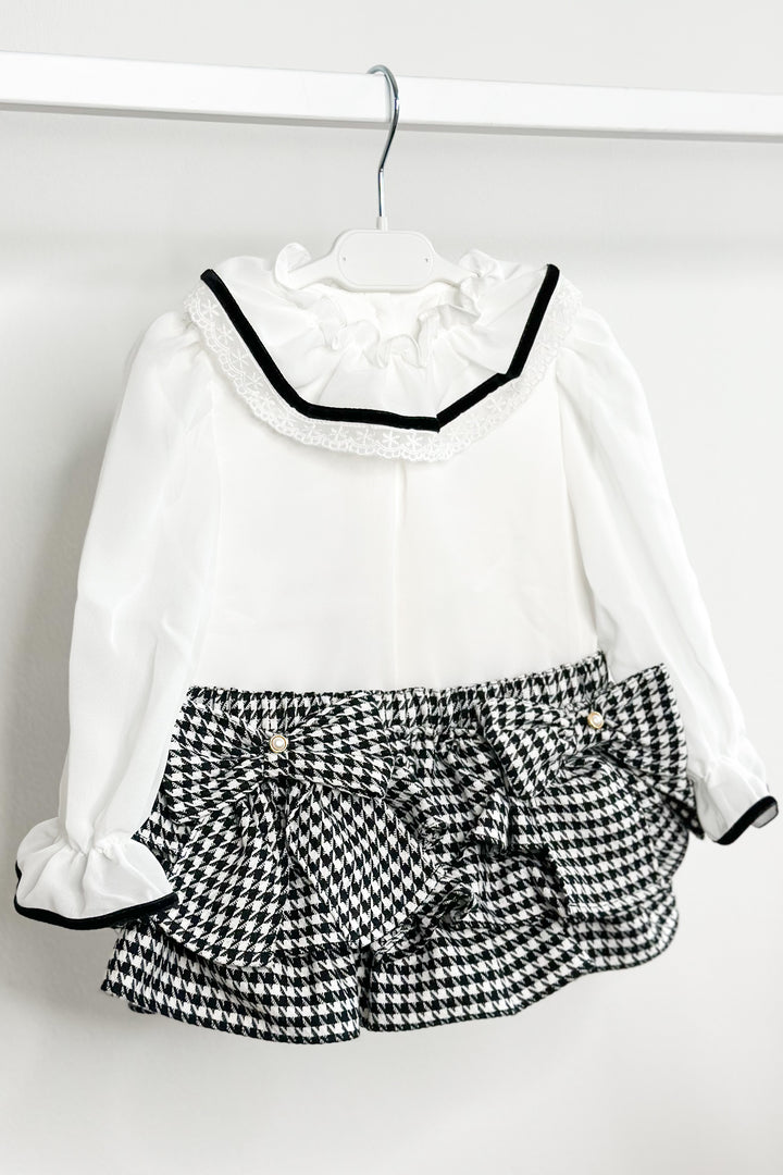 Fofettes "Dixie" Blouse & Black Houndstooth Skort | Millie and John