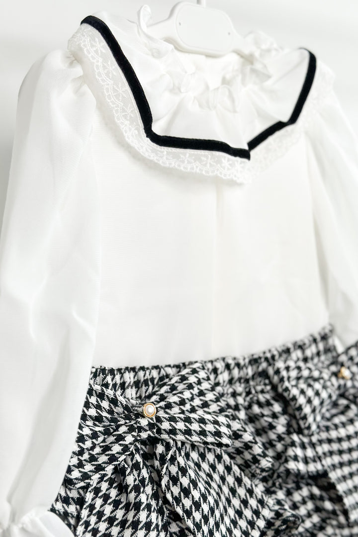 Fofettes "Dixie" Blouse & Black Houndstooth Skort | Millie and John
