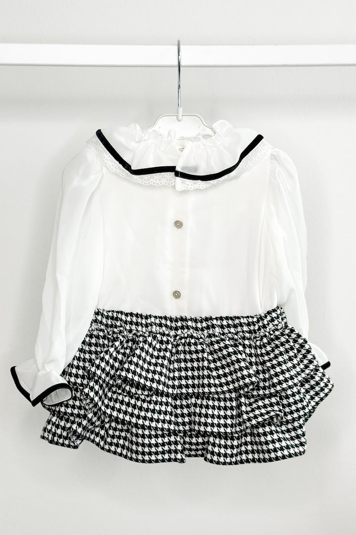 Fofettes "Dixie" Blouse & Black Houndstooth Skort | Millie and John